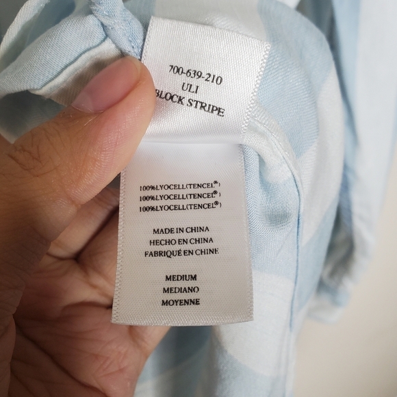 Rails x Anthropologie Uli Blue & White Striped Lace Up Tencel Long Sleeve Shirt - Picture 10 of 10